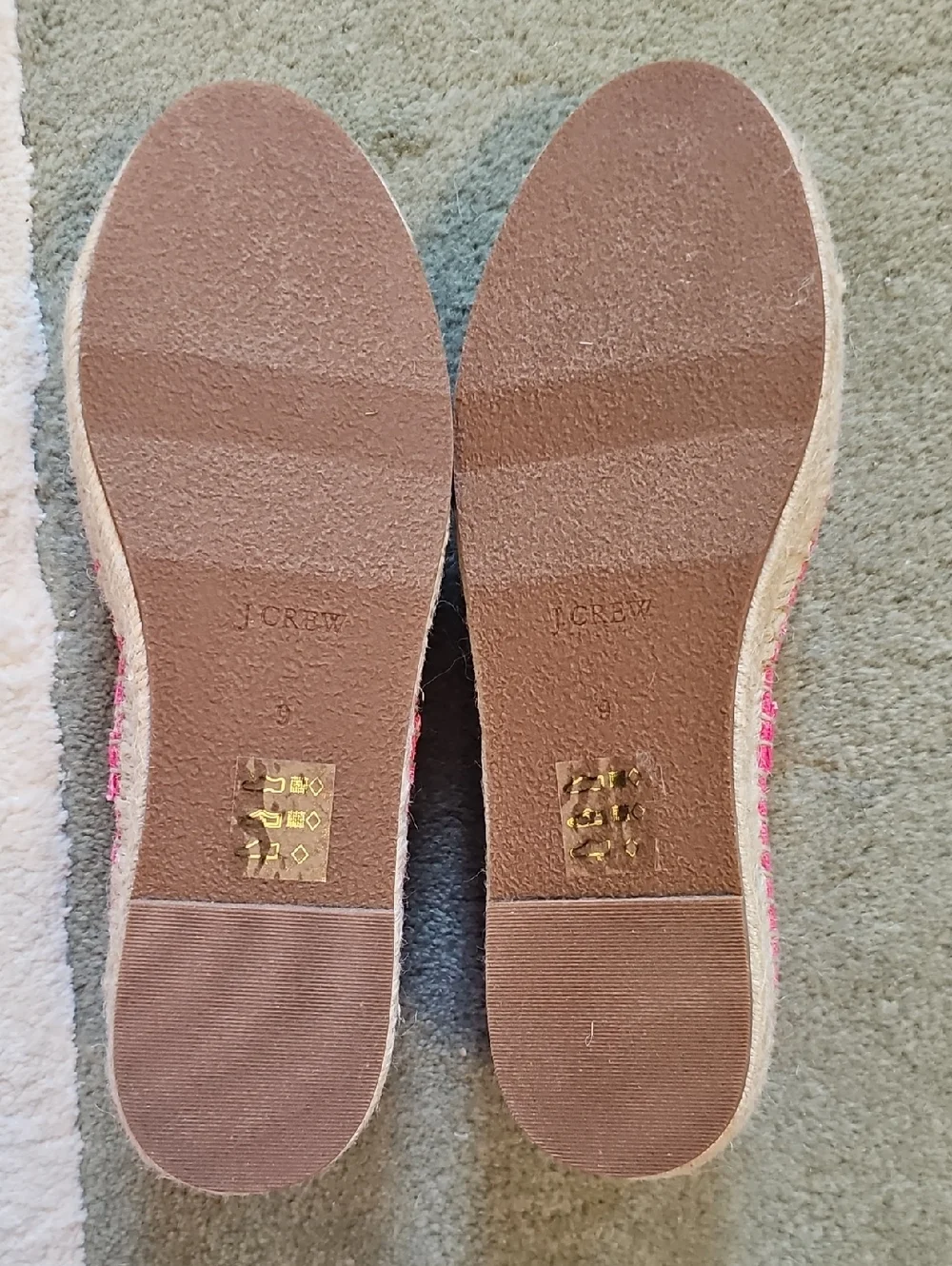 J. Crew Bright Pink Canvas Mary Jane Espadrille Flats with Buckle
